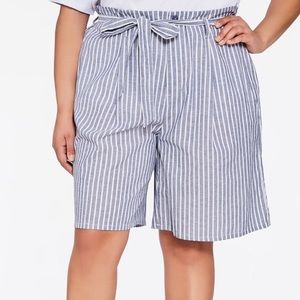 Chambray Linen Blend Striped Short